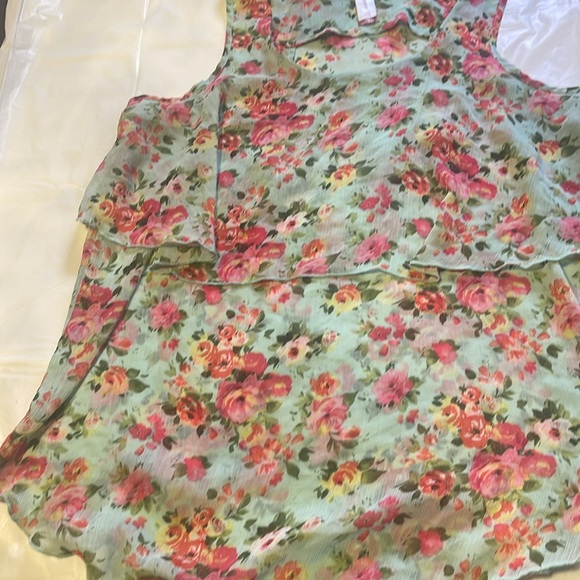 Floral Sleeveless Layered Top - Picture 2 of 4